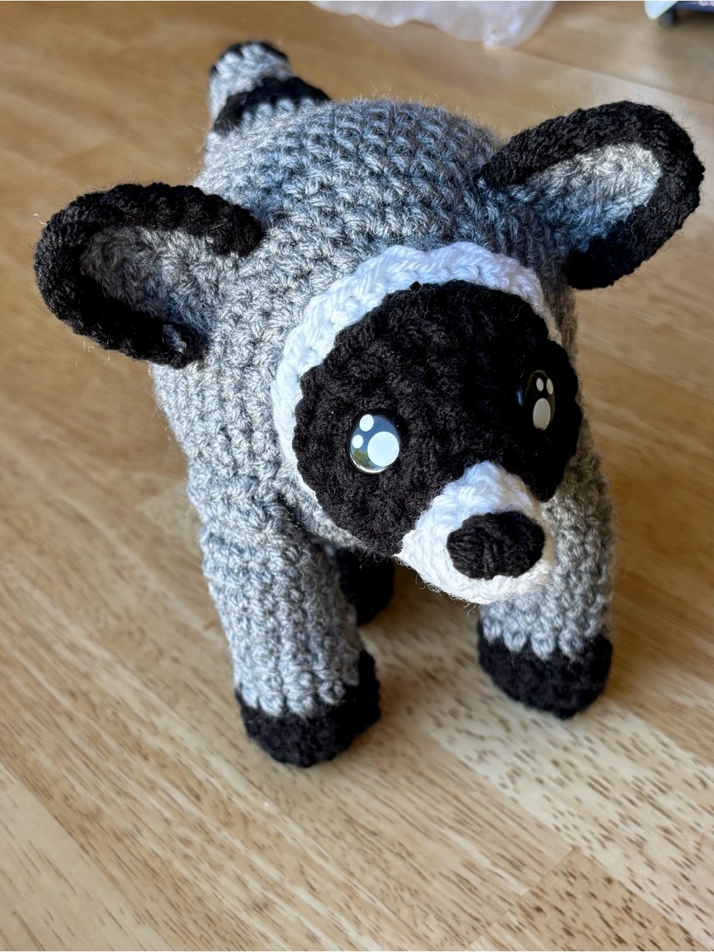Jimothy Handmade Gray and Black Crochet raccoon